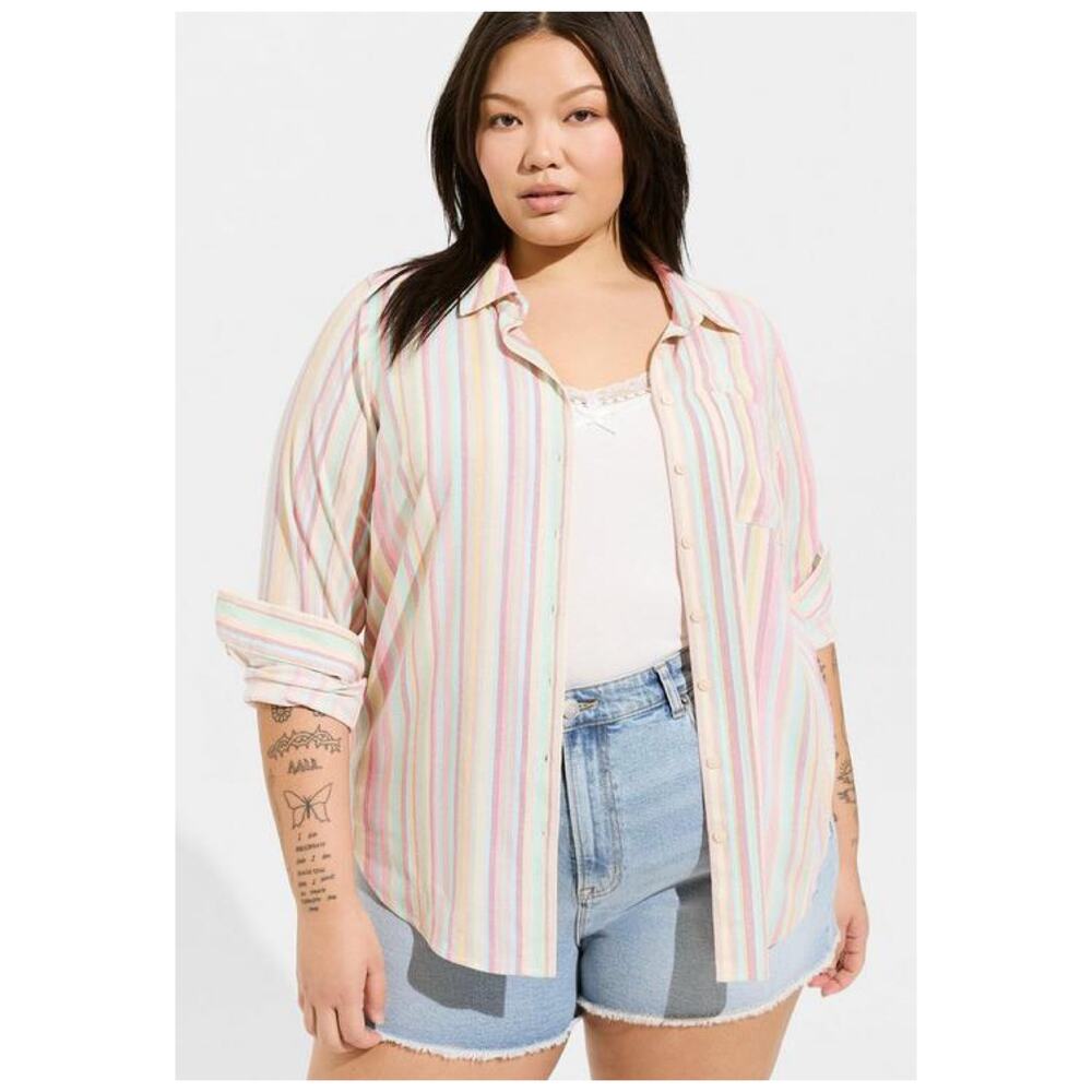 Torrid Rainbow Stripe Button Up Blouse Sz.3